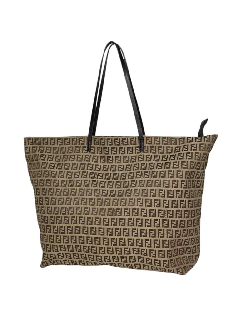 Fendi Tote Zucchino Pattern Shoulder Bag Canvas Brown